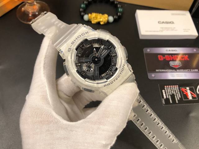 透明款 卡西欧 Casio G-Shock Ga110系列-最高版本 主要功能 45度自动抬手灯 防震防水 世界时间 倒计时 闹铃 间歇响报 日历